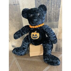 Fiesta Pumpkin Halloween Black Orange Teddy Bear Plush Stuffed Animal Toy